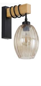 Brilagi - Lampada da parete WOOD GLASS 1xE27/60W/230V pino/nero/beige fumé