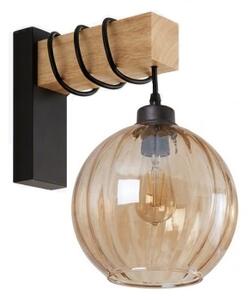 Brilagi - Lampada da parete WOOD GLASS 1xE27/60W/230V pino/nero/marrone fumé