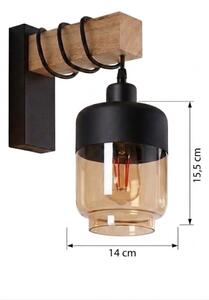 Brilagi - Applique WOOD GLASS 1xE27/60W/230V pino/nero/marrone fumé
