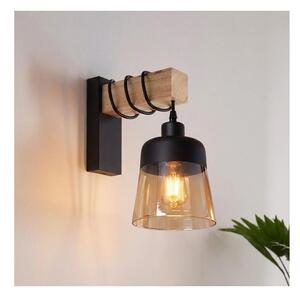 Brilagi - Lampada da parete WOOD GLASS 1xE27/60W/230V pino/nero/marrone fumé