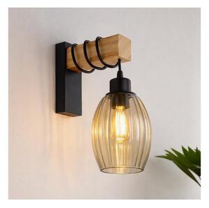 Brilagi - Lampada da parete WOOD GLASS 1xE27/60W/230V pino/nero/beige fumé