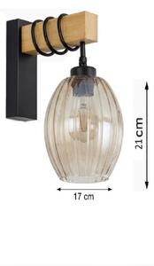 Brilagi - Lampada da parete WOOD GLASS 1xE27/60W/230V pino/nero/beige fumé