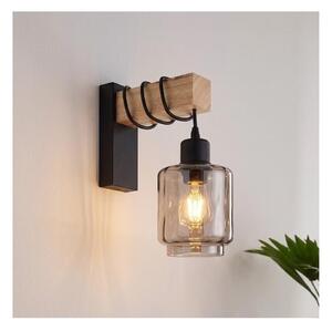Brilagi - Applique WOOD GLASS 1xE27/60W/230V pino/nero/fumé beige