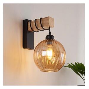 Brilagi - Lampada da parete WOOD GLASS 1xE27/60W/230V pino/nero/marrone fumé