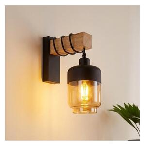 Brilagi - Applique WOOD GLASS 1xE27/60W/230V pino/nero/marrone fumé