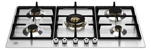 Bertazzoni Piano Cottura 5 Fuochi a Gas Larghezza 89 cm (Doppio Bruciatore Wok) Smaltato colore Acciaio - P905CPROX Heritage