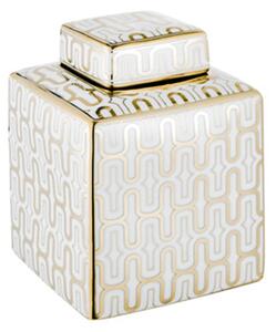 Gold potiche cubica porcellana bianca decorazione oro