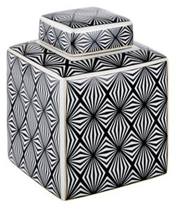 Optical potiche cubica porcellana bianca decorazione nero bianco