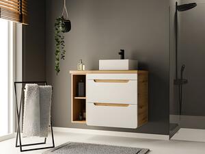 Mobili per bagno sospeso con lavabo semplice e nicchie 80 cm Colore: Naturale e Bianco - ARUBA