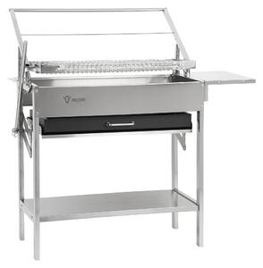 BBQ-Toro, griglia a carbone con piano cottura rotante a 360°, in acciaio inossidabile, dimensioni 110 x 60 x 110 cm, contenitore per il carbone regolabile in altezza