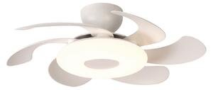 Ventilatore da soffitto LED Flower bianco, motore a corrente continua, Mantra Iluminación, Flower, dimmerabile, Bianco, Soggiorno, Plastica, Moderno