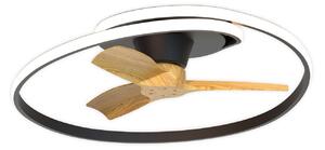 Ventilatore da soffitto LED Ocean nero/legno DC silenzioso Mantra Iluminación, Ocean, dimmerabile, Nero, Soggiorno, Plastica, Moderno