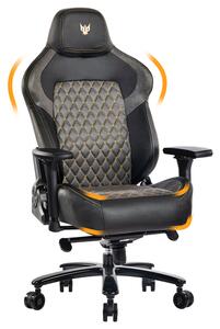 Sedia da gioco 200 kg, poltrona da ufficio con schienale regolabile a 155°, sedia da ufficio con braccioli 4D, meccanismo oscillante e schienale con design ad ala