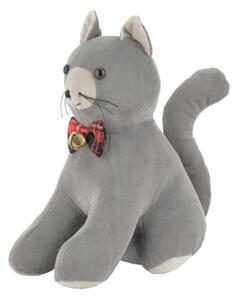 Fermaporta gatto seduto velluto grigio