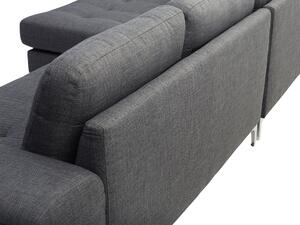 Divano ad angolo in tessuto grigio scuro a forma di L da soggiorno minimalista Beliani