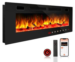 TolleTour caminetto elettrico 750/1500W da parete con telecomando caminetto elettrico riscaldatore effetto fiamma 3D nero