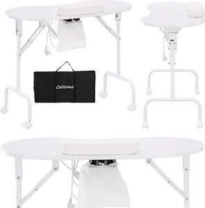 Scrivania tavolino cosmetico pieghevole per manicure mobile bianco