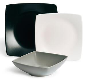 Servizio piatti 18 pezzi ECLIPSE Bianco Nero e Grigio
