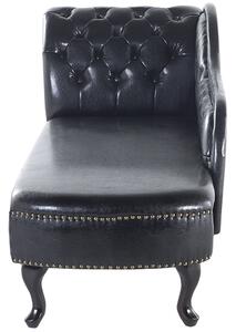 Chaise longue color nero versione sinistra in ecopelle schienale con bottoni glamour stile retrò Beliani