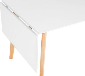 Tavolo da pranzo bianco 120/155 x 80 cm allungabile a goccia gambe in legno scandinavo minimalista Beliani