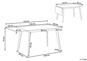 Tavolo da pranzo bianco 120/155 x 80 cm allungabile a goccia gambe in legno scandinavo minimalista Beliani
