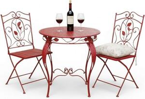 DanDiBo tavolo bistro con 2 sedie mobili da giardino metallo ferro rosso antico resistente alle intemperie Rosso 96720 set bistro 2 sedie 1 tavolo mobili da giardino esterno set 3 pezzi vintage