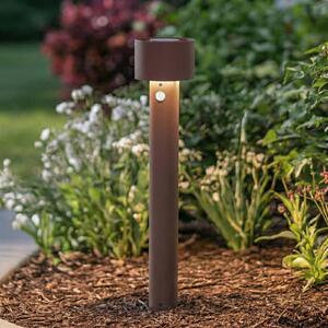 Lampione a LED Arcchio Milten, 65 cm, finitura ruggine, IP65, sensore Milten, Marrone / Ruggine, Alluminio, Moderno