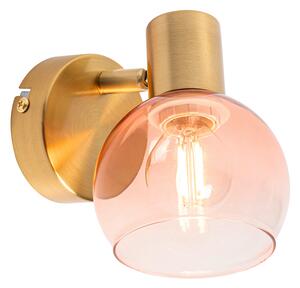 Faretto Art Déco oro con vetro rosa - Vidro