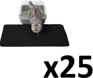 Tappetino per lettiera per gatti Valora 60x45cm Nero x25 | Confezione grande da 25 tappetini per lettiera per gatti per una pulizia efficiente dell'area degli animali domestici