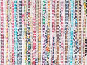 Tappeto tappetino Rag Strisce Multicolore Cotone 80 x 150 cm Rettangolare Intrecciato a Mano Beliani
