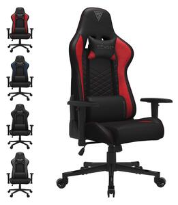 Sedia da gaming SENSE7 Spellcaster in ecopelle nera e rossa - Sedia da ufficio ergonomica, sedia da scrivania per PC, sedia da gaming, portata 150 kg, braccioli 2D, reclinabile a 160°