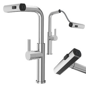 Granitan - Rubinetto da cucina - Rubinetto per lavello - Bocca estraibile - Orientabile - Argento - GIRO