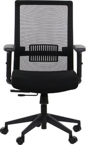 Sedia da ufficio ergonomica girevole RIVERTON M/L, braccioli regolabili, schienale in rete, seduta scorrevole (avanti-indietro), nero