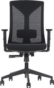 Sedia da ufficio girevole ergonomica HAGER, base in nylon, braccioli regolabili, schienale in rete, nero