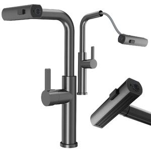 Granitan - Rubinetto da cucina - Rubinetto per lavello - Bocca estraibile - Orientabile - Grigio - GIRO