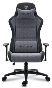 Sedia da gaming SENSE7 Spellcaster FUKU XL in tessuto grigio e nero - Sedia da ufficio ergonomica, adatta a pesi fino a 160 kg, con funzione di oscillazione e rotelle per pavimenti duri