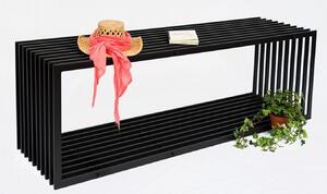 DanDiBo Panchina da giardino in metallo resistente alle intemperie nero 150 cm Panchina moderna a D Panchina da parco in ferro Panchina da fiore