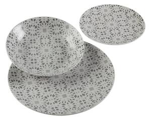 Servizio piatti 18 pezzi decoro AZULEJO bianco & tortora