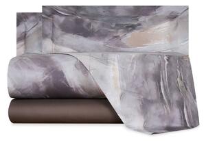 Completo Lenzuola In Percalle Wind Matrimoniale - 250X290 175X205 + 2 Federe 50X80 Carrara Moderno Marrone Caleffi