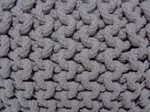 Pouf ottomana grigio scuro in cotone lavorato a maglia perline EPS riempimento rotondo piccolo poggiapiedi 40 x 25 cm Beliani