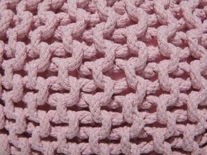 Pouf ottomana rosa in cotone lavorato a maglia perline EPS riempimento rotondo piccolo poggiapiedi 40 x 25 cm Beliani