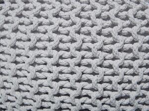 Pouf ottomana grigio chiaro in cotone lavorato a maglia perline EPS riempimento rotondo piccolo poggiapiedi 40 x 25 cm Beliani