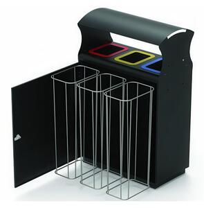 Pattumiera Postazione raccolta differenziata con 3x40 Lt Reparti in Acciaio inox Dimensioni 75x40x h 115 cm -peso 63 kg garanzia 10 anni