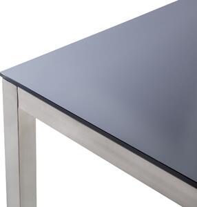 Tavolo da giardino Piano tavolo in vetro Nero 180 x 90 cm Struttura in acciaio a 6 posti Beliani