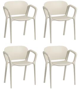 Outsunny Set 4 Sedie da Giardino Impilabili in PP dal Design Moderno con Braccioli 60x56x75 cm, Bianco