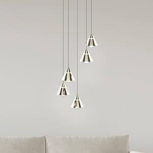Trio Lighting Lampada LED a sospensione Romeo, Ø 28 cm, color nichel, metallo, 5 luci. Romeo, Alluminio / Grigio / Zincato, Soggiorno / Sala da pranzo, Metallo, Moderno