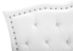 Letto singolo bianco pelle sintetica imbottito Telaio con decorazione rete a doghe 90 x 200 cm Bottoni di cristallo Poggiatesta Camera da letto Moderna Glam Beliani