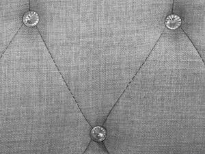 Letto matrimoniale Tessuto grigio 140 x 200 cm Cornice imbottita Bottoni in cristallo Poggiatesta Beliani