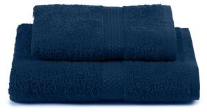 Asciugamano Con Ospite In Cotone Minorca Standard Spugnissima Tinta Unita Indigo Caleffi