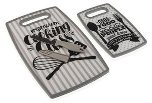 Set due taglieri decoro foglie con coltello